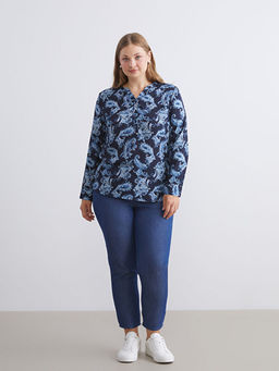 Ka??k Yaka Desenli Bluz