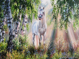 Вышивка крестиком 40х50см, Белая лошадь