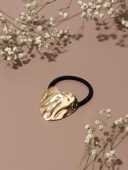 Цена за 3 шт. Резинка для волос "Залин" сердце, 4 см, золото