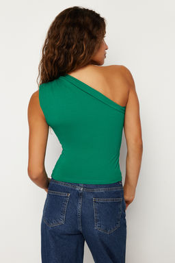 Trendyolmilla Siyah Asimetrik Tek Omuz Vatkal? Esnek Orme Bluz TWOSS24BZ00133 фото 18