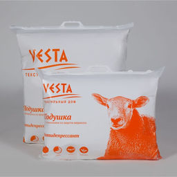 Подушка стёганная 50*70, ПМ/57эк, шерсть мериноса, ткань глосс-сатин, п/э - Vesta фото 2