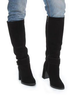 02-DL17-57 BLACK Сапоги зимние женские (натуральная замша, натуральный мех) - Фабричный китай фото 3