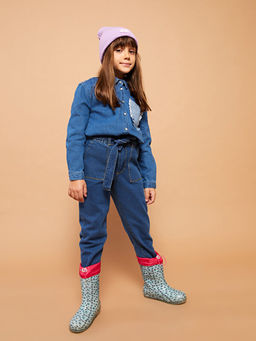 Beli Lastikli Basic K?z ?ocuk Jean Pantolon