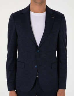 Lacivert Slim Fit Mikro Desen Y_n Kar___ml_ Tak_m Elbise