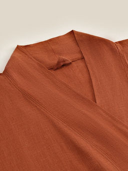 Халат женский короткий SL HOME "Brown", размер 44-52, 100% лён, 150г/м2
