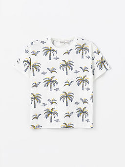 Bisiklet Yaka Bask?l? K?sa Kollu Erkek ?ocuk Ti??rt ve ?ort - Waikiki фото 2