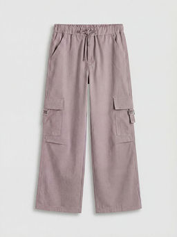 Loose Fit K?z ?ocuk Gabardin Kargo Pantolon