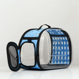 Переноска для животных прозрачная, 42*32*28 см, голубая - Пижон фото 4
