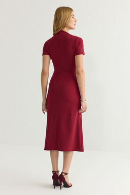 TRENDYOLMILLA Siyah Vucuda Oturan Orme Kumas Mixli Midi Dokuma Elbise TWOSS25EL00136  фото 6