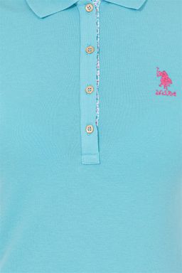 Женская бирюзовая футболка с воротником поло Basic - U.s. polo assn фото 6