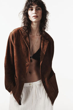 ZW COLLECTION LIMITED EDITION 100% SUEDE OVERSIZE BLAZER - Zara фото 3