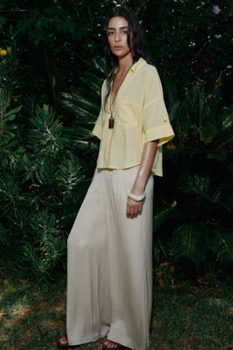 CROPPED LINEN BLEND SHIRT - Zara фото 54