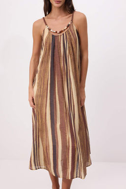 Kahverengi Desenli Deniz Kabugu Aksesuar Detayl? Dokuma Elbise TWOSS26EL00666 - Trendyolmilla фото 3