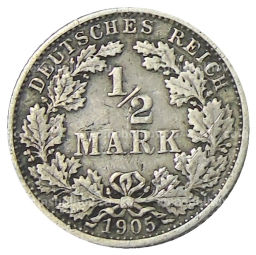1/2 марки 1905 года F Германия