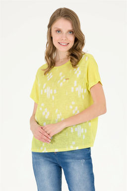 Женская неоново-желтая футболка с круглым вырезом Неожиданная скидка в корзине