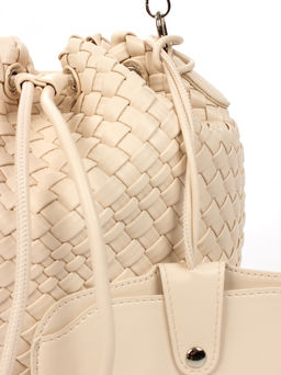 LACCOMA сумка СУ038-слоновая кость эко кожа хлопок  фото 3