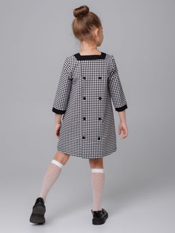 Платье Ретро ФУ рукав 3/4, цвет Черн/бел(Гус.лапки),78%х/б,16%пэ,6%л