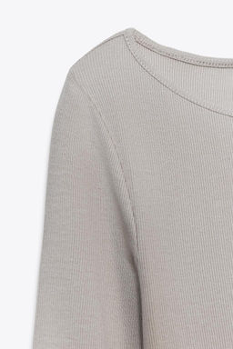 COTTON BOAT NECK T-SHIRT - Zara фото 17