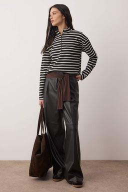 Mavi Cizgili Gizli Fermuarl? Oversize/Genis Kal?p Ince Orme Sweatshirt TWOAW26SW00242 - Trendyolmilla фото 5