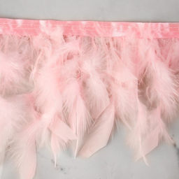 Перья индюка декоративные, на ленте, 13-17 см, 5±0.5 м, розовые