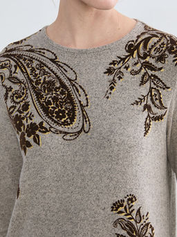 Bisiklet Yaka Desenli Kad?n Ti??rt