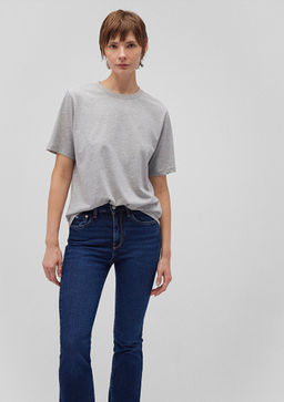 Bisiklet Yaka Gri Basic Tisort