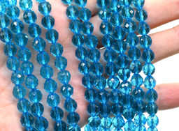 Бусины из циркона капля граненая 8*8мм цв.лазурный, 39см, 48 бусин Радуга камня