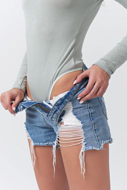 Боди трикотажное с длинным рукавом мятное - Fly фото 7