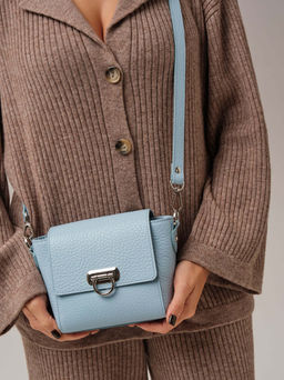 Сумка кожаная Azaro 3520 светло-голубой/соло