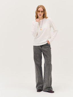 Лонгслив из 100% хлопка "Молоко" женский