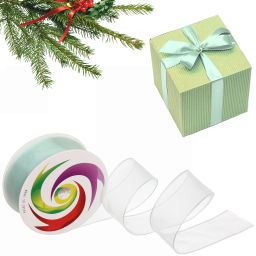 Цена за 5 шт. Лента для декорирования "Нежность" 2,5 см, 5 м, Зеленый (капрон)