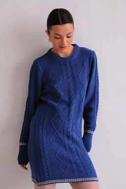 Martichelli Платье вязаное с узорами синее  фото 4