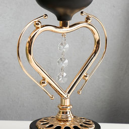 Подсвечник на 1 свечу Сердце, металл, чёрный с золотом, 23?14.5?9.8 см