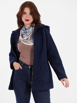 Кардиган темно-синий на молнии с капюшоном - Almond фото 4