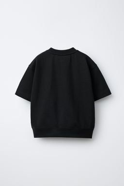 SUDADERA MANGA CORTA TEXTO RELIEVE / Negro - Zara фото 2