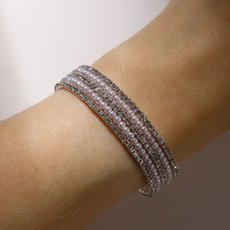 Браслет «Жемчуг» мелкий со стразами, d=5.5, белый в серебре