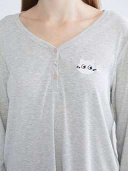 V Yaka Nak??l? Kad?n Pijama Tak?m?