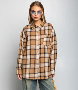 Рубашка #КТ225 (5), бежевый,белый