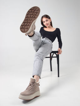 Ботинки 260.windybe. каменный замш/Шерсть