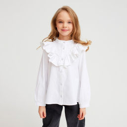 Блузка для девочки MINAKU: Cotton collection, белая, рост 122 см