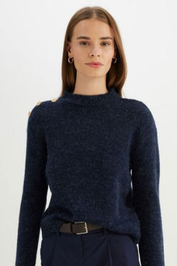 Regular Fit Yumusak Dokulu Bisiklet Yaka Triko Kazak