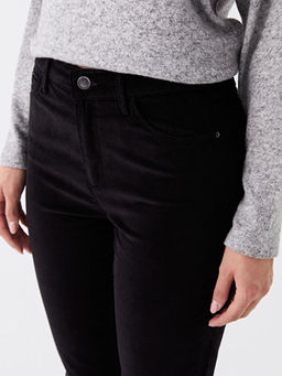 Normal Bel Dar Fit D?z Kadife Kad?n Pantolon