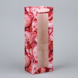 Пакет под бутылку Цветы, 36 х 13 х 10 см