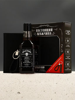 Чистое счастье Мужской набор гель Виски, обложка для паспорта и брелок