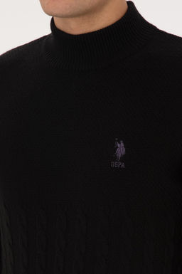 Erkek Slim Fit Yar_m Bal_k__ Yaka Siyah Kazak - U.s. polo assn фото 7