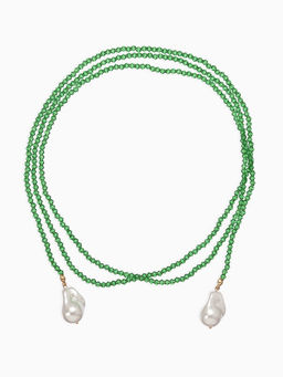Бусы бисерные с подвесами жемчуг «Нить стекла», L=120 см, №2, зелёные