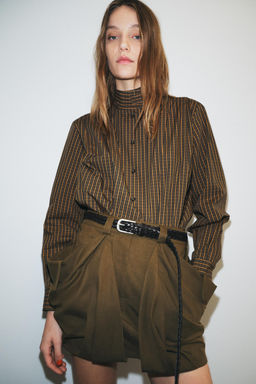 CHECK COTTON SHIRT WITH BOW ZW COLLECTION - Zara фото 7