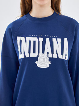 Bisiklet Yaka Bask?l? Oversize Kad?n Sweatshirt Tunik