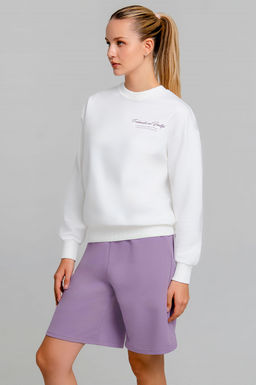 Арт. 5343 Костюм женский с шортами 42-50 (5 шт) Цвет:верх- белый, низ- лила