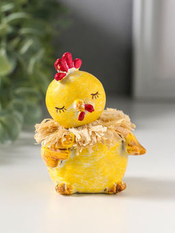 Фигурка полистоун Жёлтый цыплёнок с соломенным венком, 7?7?8 см
